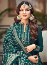 Load image into Gallery viewer, Teal and Gold Embroidered Pant Style Suit fashionandstylish.myshopify.com