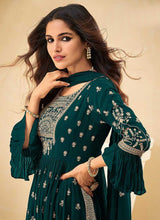 Load image into Gallery viewer, Teal and Gold Embroidered Stylish Sharara Suit fashionandstylish.myshopify.com