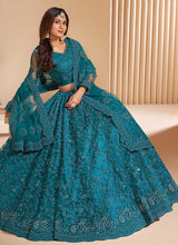 Load image into Gallery viewer, Tempo Teal Floral Embroidered Stylish Lehenga Choli fashionandstylish.myshopify.com