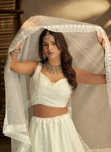 Load image into Gallery viewer, White And Gold Stylish Embroidered Lehenga Choli
