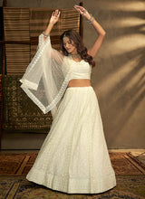 Load image into Gallery viewer, White And Gold Stylish Embroidered Lehenga Choli