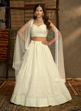 Load image into Gallery viewer, White And Gold Stylish Embroidered Lehenga Choli