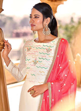 Load image into Gallery viewer, White Heavy Embroidered Straight Pant Style Suit fashionandstylish.myshopify.com