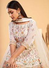 Load image into Gallery viewer, White and Gold Floral Embroidered Stylish Pant Suit fashionandstylish.myshopify.com