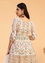 Load image into Gallery viewer, White and Gold Floral Embroidered Stylish Pant Suit fashionandstylish.myshopify.com