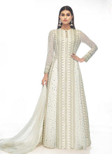 Load image into Gallery viewer, White and Gold Mirror Embroidered Indo Western Style Lehenga fashionandstylish.myshopify.com