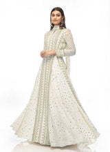 Load image into Gallery viewer, White and Gold Mirror Embroidered Indo Western Style Lehenga fashionandstylish.myshopify.com