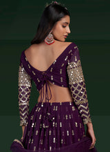 Load image into Gallery viewer, Wine Colour Embroidered Stylish Lehenga Choli