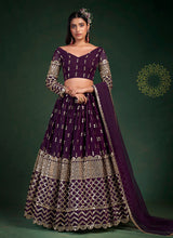 Load image into Gallery viewer, Wine Colour Embroidered Stylish Lehenga Choli