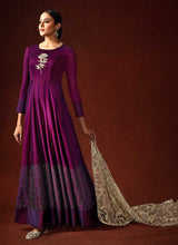 Load image into Gallery viewer, Wine Embroidered Floor Touch Anarkali Style Gown fashionandstylish.myshopify.com