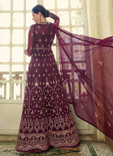 Load image into Gallery viewer, Wine Heavy Embroidered Kalidar Anarkali Suit