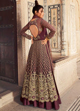 Load image into Gallery viewer, Wine Heavy Embroidered Lehenga/Pant Style Anarkali fashionandstylish.myshopify.com