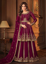 Load image into Gallery viewer, Wine and Gold Heavy Embroidered Festive Wear Lehenga fashionandstylish.myshopify.com