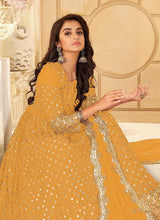 Load image into Gallery viewer, Yellow And Gold Mirror Embroidered Kalidar Gown Style Anarkali fashionandstylish.myshopify.com