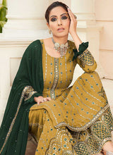 Load image into Gallery viewer, Yellow Embroidered Mirror Work Palazzo Style Suit fashionandstylish.myshopify.com