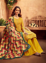 Load image into Gallery viewer, Yellow Embroidered Palazzo Style Suit fashionandstylish.myshopify.com