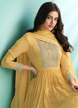 Load image into Gallery viewer, Yellow Embroidered Stylish Kalidar Anarkali Suit fashionandstylish.myshopify.com