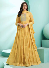 Load image into Gallery viewer, Yellow Embroidered Stylish Kalidar Anarkali Suit fashionandstylish.myshopify.com