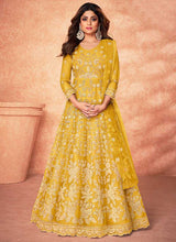 Load image into Gallery viewer, Yellow Floral Embroidered Stylish Kalidar Anarkali fashionandstylish.myshopify.com