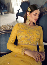 Load image into Gallery viewer, Yellow Floral Heavy Embroidered Gown Style Anarkali