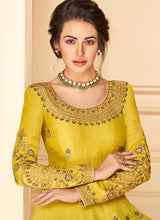 Load image into Gallery viewer, Yellow Floral Heavy Embroidered Kalidar Anarkali Suit fashionandstylish.myshopify.com