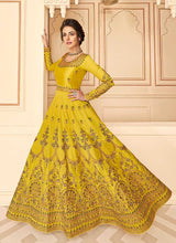 Load image into Gallery viewer, Yellow Floral Heavy Embroidered Kalidar Anarkali Suit fashionandstylish.myshopify.com