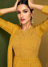 Load image into Gallery viewer, Yellow Gold Heavy Embroidered Designer Sharara Suit fashionandstylish.myshopify.com