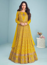 Load image into Gallery viewer, Yellow Gold Sequins Embroidered Kalidar Anarkali