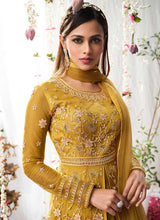 Load image into Gallery viewer, Yellow Heavy Embroidered Designer Kalidar Anarkali Suit fashionandstylish.myshopify.com
