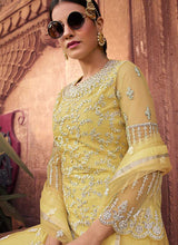Load image into Gallery viewer, Yellow Heavy Embroidered Designer Sharara Style Suit fashionandstylish.myshopify.com