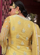 Load image into Gallery viewer, Yellow Heavy Embroidered Designer Sharara Style Suit fashionandstylish.myshopify.com
