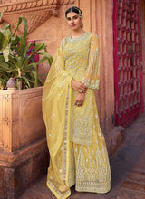 Load image into Gallery viewer, Yellow Heavy Embroidered Designer Sharara Style Suit fashionandstylish.myshopify.com