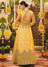 Load image into Gallery viewer, Yellow Heavy Embroidered Kalidar Anarkali fashionandstylish.myshopify.com