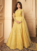 Load image into Gallery viewer, Yellow Heavy Embroidered Kalidar Gown Style Anarkali fashionandstylish.myshopify.com