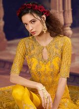 Load image into Gallery viewer, Yellow Heavy Embroidered Pant Style Anarkali fashionandstylish.myshopify.com