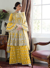 Load image into Gallery viewer, Yellow Heavy Embroidered Sharara Style Suit fashionandstylish.myshopify.com