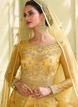 Load image into Gallery viewer, Yellow Heavy Embroidered Slit Style Anarkali
