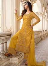 Load image into Gallery viewer, Yellow Heavy Embroidered Stylish Palazzo Suit fashionandstylish.myshopify.com