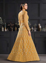 Load image into Gallery viewer, Yellow Heavy Floral Embroidered Kalidar Gown Style Anarkali fashionandstylish.myshopify.com