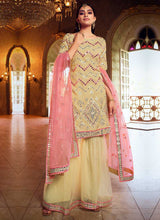 Load image into Gallery viewer, Yellow Mirror Embroidered Gharara Style Suit fashionandstylish.myshopify.com
