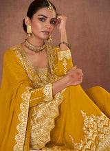 Load image into Gallery viewer, Yellow Mirror Embroidered Stylish Sharara Suit