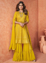Load image into Gallery viewer, Yellow Stylish Embroidered Gharara Suit fashionandstylish.myshopify.com