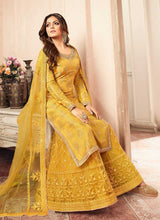 Load image into Gallery viewer, Yellow and Gold Embroidered Sharara Style Suit fashionandstylish.myshopify.com