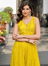 Load image into Gallery viewer, Yellow and Gold Embroidered Western Jump Suit fashionandstylish.myshopify.com