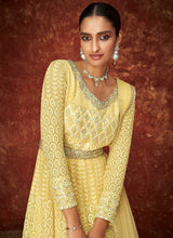 Load image into Gallery viewer, Yellow and Gold Gown Style Embroidered Anarkali Suit fashionandstylish.myshopify.com