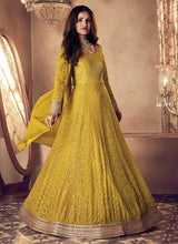 Load image into Gallery viewer, Yellow and Gold Heavy Embroidered Kalidar Gown Style Anarkali fashionandstylish.myshopify.com