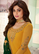 Load image into Gallery viewer, Yellow and Green Embroidered Lehenga Style Anarkali Suit fashionandstylish.myshopify.com