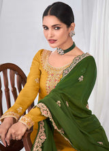 Load image into Gallery viewer, Yellow and Green Embroidered Palazzo Suit fashionandstylish.myshopify.com