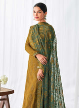 Load image into Gallery viewer, Yellow and Green Embroidered Straight Pant Style Suit fashionandstylish.myshopify.com