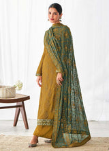 Load image into Gallery viewer, Yellow and Green Embroidered Straight Pant Style Suit fashionandstylish.myshopify.com